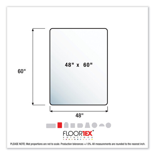 FLRER1215219ER - Floortex - Cleartex Ultimat Polycarbonate Chair Mat for Hard Floors, 48 x 60, Clear