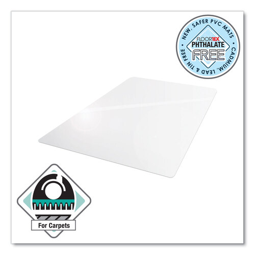 FLRPF1115225EV - Floortex - Cleartex Advantagemat Phthalate Free PVC Chair Mat for Low Pile Carpet, 60 x 48, Clear