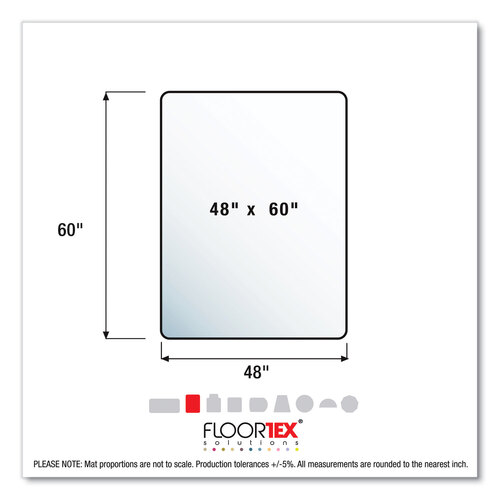 FLRPF1115225EV - Floortex - Cleartex Advantagemat Phthalate Free PVC Chair Mat for Low Pile Carpet, 60 x 48, Clear