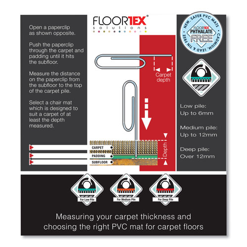 FLRPF119225EV - Floortex - Cleartex Advantagemat Phthalate Free PVC Chair Mat for Low Pile Carpet, 48 x 36, Clear