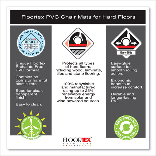 FLRPF1213425EV - Floortex - Cleartex Advantagemat Phthalate Free PVC Chair Mat for Hard Floors, 53 x 45, Clear