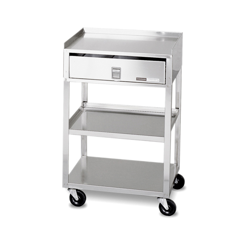 FNT00-4018 - Fabrication Enterprises - Mobile Stand - Stainless Steel - 2-Shelf with Drawer