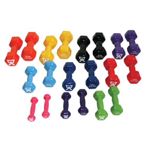 FNT10-0563 - Fabrication Enterprises - CanDo&reg; Vinyl Coated Dumbbell - 10-Piece Set - 2 Each 1, 2, 3, 4, 5
