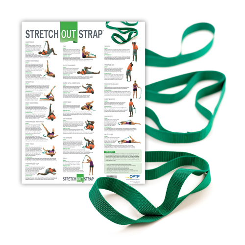 OPTP Stretch Out Strap with Stretching Exercise Poster - Fabrication  Enterprises 10-1382 EA - Betty Mills