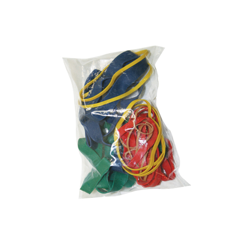 FNT10-1825 - Fabrication Enterprises - CanDo&reg; Hand Exerciser - Additional Latex Bands - 25 Bands (5 Each: Tan, Yellow, Red, Green, Blue)