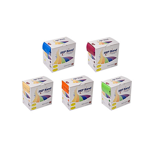 FNT10-1915 - Fabrication Enterprises - Rep Band&reg; Twin-Pak&reg; - Latex-Free - 100 Yard 5 Piece Set (2 X 50 Yard Boxes Of Each Color: Peach, Orange, Lime, Blueberry, Plum)