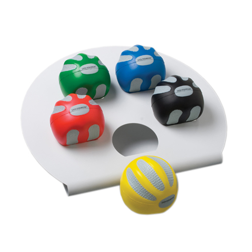 FNT10-1976 - Fabrication Enterprises - CanDo&reg; Digi-Squeeze&reg; Hand Exerciser - Small - Set of 5 Pieces (Yellow, Red, Green, Blue, Black), with Rack