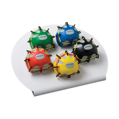 FNT10-2276 - Fabrication Enterprises - CanDo&reg; Digi-Extend N' Squeeze&reg; Hand Exerciser - Small - 5-Piece Set (Yellow, Red, Green, Blue, Black), with Stand