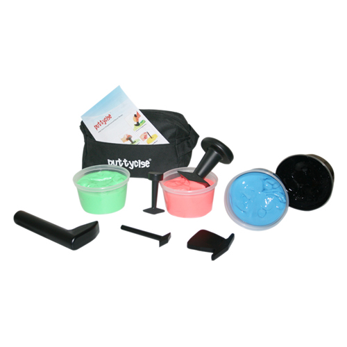 FNT10-2836 - Fabrication Enterprises - Puttycise&reg; Theraputty&reg; Tool - 5-Tool Set with 4 x 1 lb. Putties, Difficult (Red-Black), with Bag
