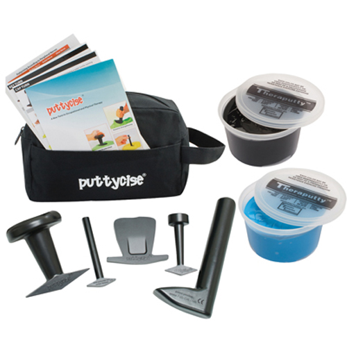 FNT10-2852 - Fabrication Enterprises - Puttycise&reg; Theraputty&reg; Tool - 5-Tool Set with 2 x 1 lb. Putties, Difficult (Blue and Black), with Bag
