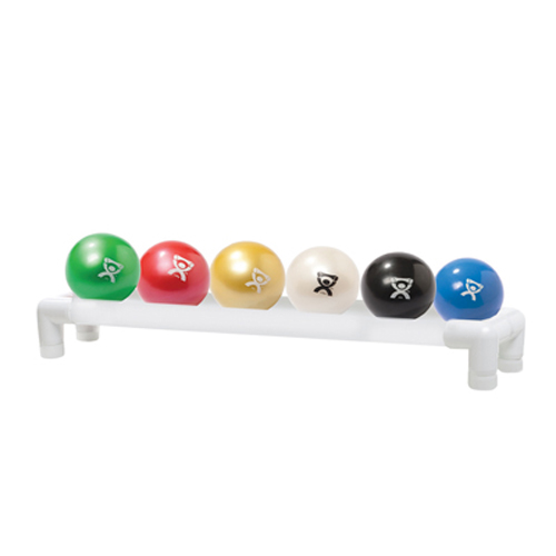 FNT10-3189 - Fabrication Enterprises - CanDo&reg; WaTE&trade; Ball - Hand-Held Size - 6-Piece Set (1 Each: Tan, Yellow, Red, Green, Blue, Black), with 1-Tier Rack