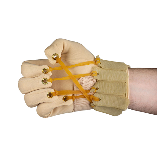 FNT10-4004R - Fabrication Enterprises - CanDo Deluxe with Thumb Finger Flexion Glove, S/M Right