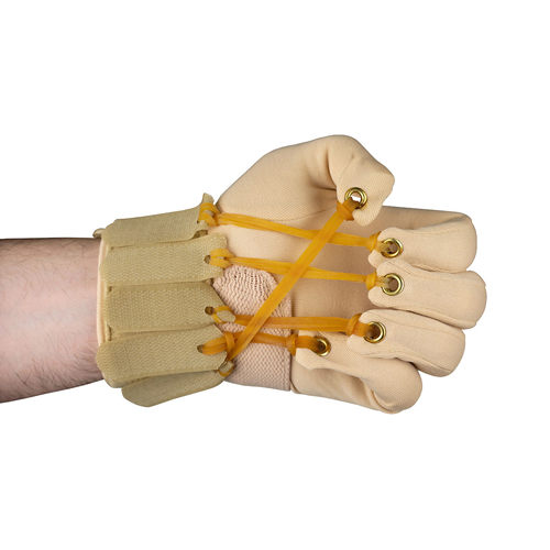 FNT10-4005L - Fabrication Enterprises - CanDo Deluxe with Thumb Finger Flexion Glove, L/XL Left