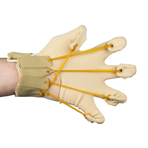 FNT10-4005L - Fabrication Enterprises - CanDo Deluxe with Thumb Finger Flexion Glove, L/XL Left