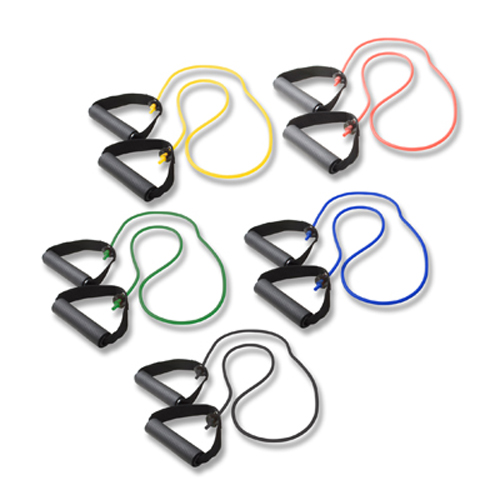 FNT10-5569 - Fabrication Enterprises - CanDo&reg; Tubing with Handles Exerciser - 48", 5-Piece Set (1 Each: Yellow, Red, Green, Blue, Black)