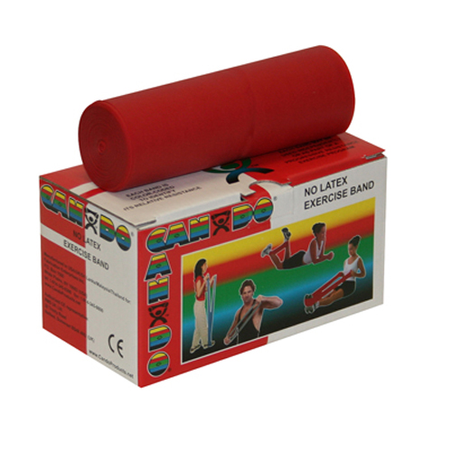 FNT10-5612 - Fabrication Enterprises - CanDo&reg; Latex Free Exercise Band - 6 Yard Roll - Red - Light