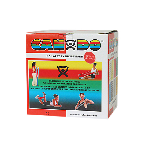 FNT10-5632 - Fabrication Enterprises - CanDo&reg; Latex Free Exercise Band - 25 Yard Roll - Red - Light