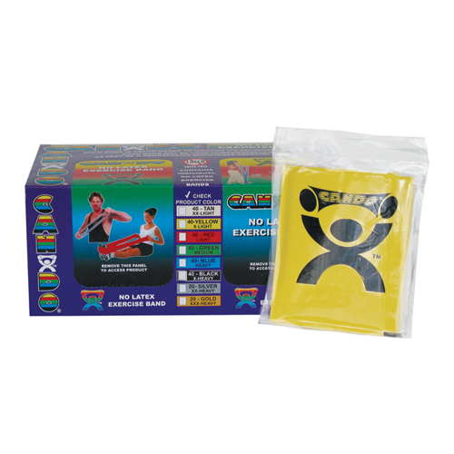 FNT10-5641 - Fabrication Enterprises - CanDo&reg; Latex Free Exercise Band - Box of 40, 4' Length - Yellow - x-Light