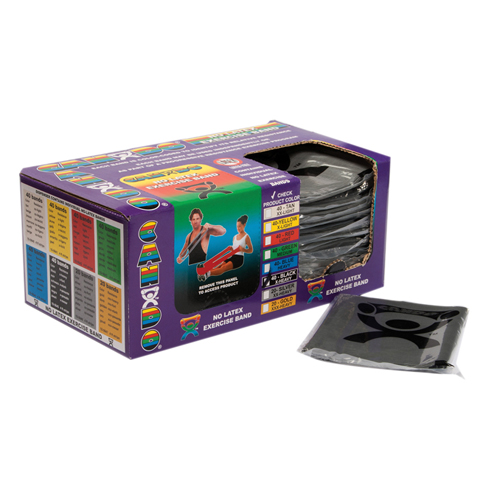 FNT10-5645 - Fabrication Enterprises - CanDo&reg; Latex Free Exercise Band - Box of 40, 4' Length - Black - x-Heavy