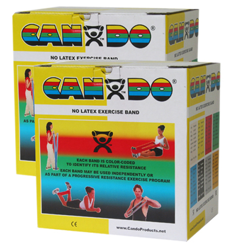 FNT10-5651 - Fabrication Enterprises - CanDo&reg; Latex Free Exercise Band - 100 Yard (2 x 50 Yard Rolls) - Yellow - x-Light