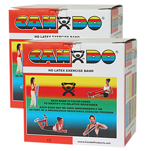 FNT10-5652 - Fabrication Enterprises - CanDo&reg; Latex Free Exercise Band - 100 Yard (2 x 50 Yard Rolls) - Red - Light