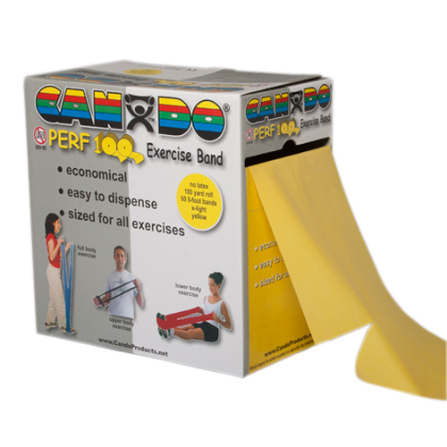 FNT10-5691 - Fabrication Enterprises - CanDo&reg; Latex Free Exercise Band - 100 Yard Perf 100&reg; Roll - Yellow - x-Light