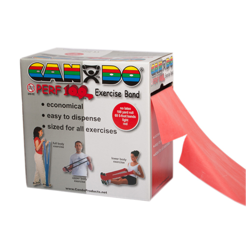 CanDo Latex Free Exercise Band - 100 Yard Perf 100 Roll - Red - Light