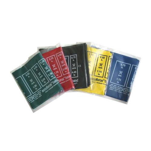 FNT10-5908 - Fabrication Enterprises - CanDo&reg; Accuforce&trade; Exercise Band - 4' Exercisers, 5-Piece Set (1 Each: Yellow, Red, Green, Blue, Black)