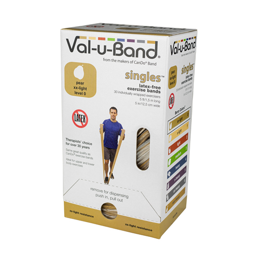 FNT10-6170 - Fabrication Enterprises - Val-U-Band Resistance Bands, Pre-Cut Strip, 5', Pear-Level 0/7, Case Of 30, Latex-Free