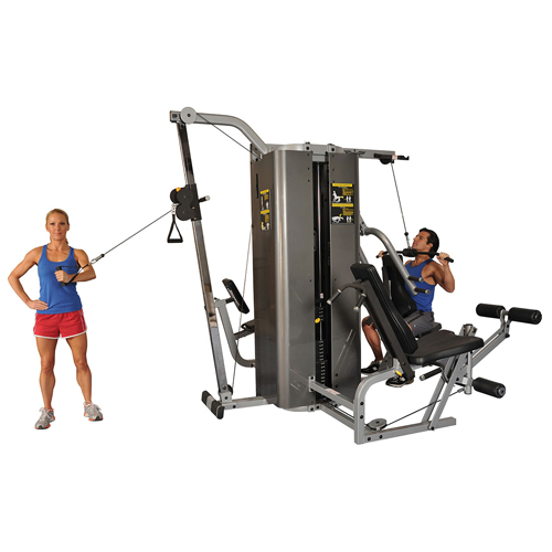 FNT10-7158 - Fabrication Enterprises - Inflight Fitness, Vanguard Training System, Three Stacks, Four Stations, Cable Column Option, Full Shrouds