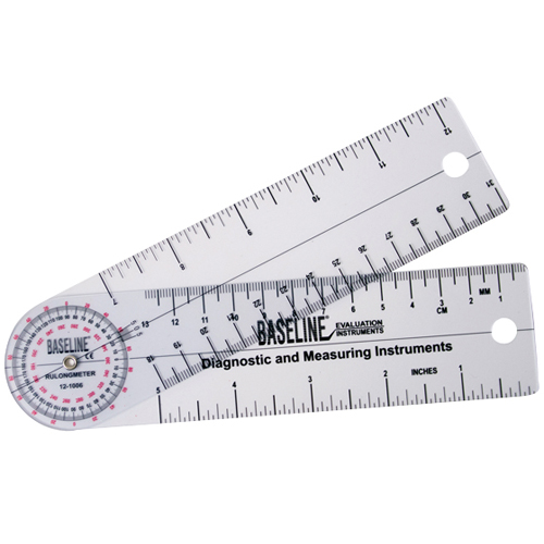 Baseline Plastic Goniometer - Rulongmeter Style - 360 Degree Head - 6 inch Arms