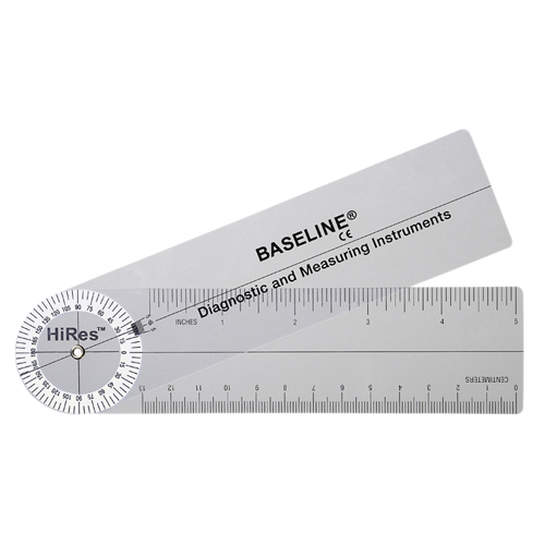 Baseline Plastic Goniometer - HiRes 360 Degree Head - 8 inch Arms