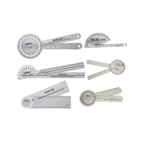 Baseline Plastic Goniometer - HiRes 6-piece Set