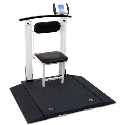 FNT12-2369 - Fabrication Enterprises - Detecto, Wheelchair Scale, Portable, Folding Column, Seat, 1000 lb x .2 lb / 450 kg x .1 kg, AC Adapter