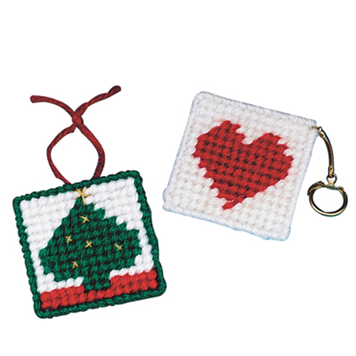 FNT12-3179 - Fabrication Enterprises - Allen Diagnostic Module Needlepoint Heart Key Rings, Pack of 6