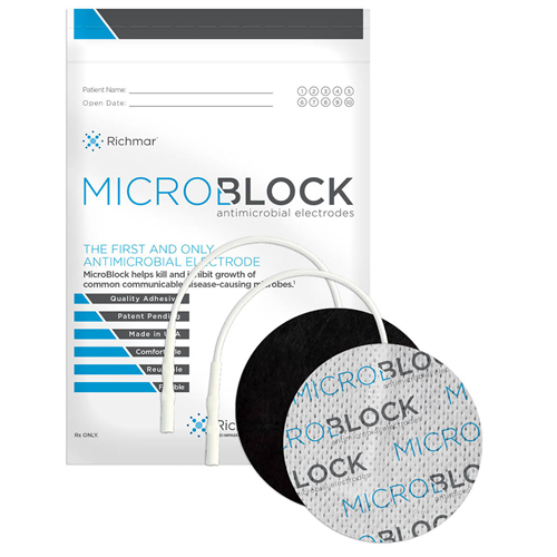 FNT13-3282 - Fabrication Enterprises - Micro Block Antimicrobial Electrodes, 3" Round White Cloth (10 packs of 4)