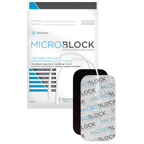 FNT13-3283 - Fabrication Enterprises - Micro Block Antimicrobial Electrodes, 2" x 3.5" Rectangle White Cloth (10 packs of 4)