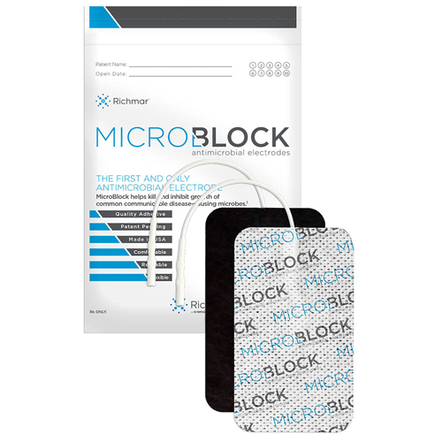 FNT13-3284 - Fabrication Enterprises - Micro Block Antimicrobial Electrodes, 3" x 5" Rectangle White Cloth (10 packs of 2)