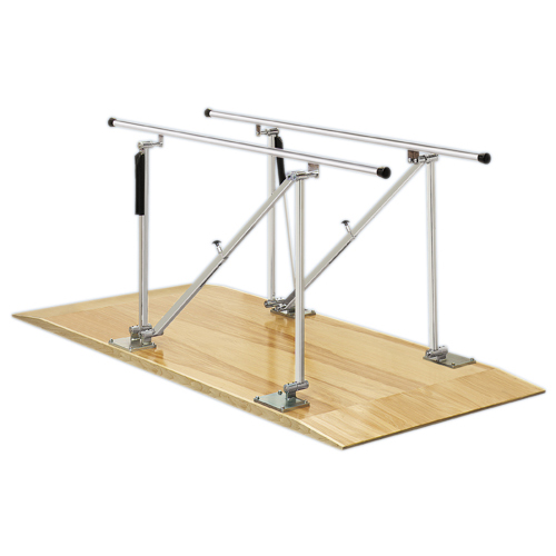 FNT15-4041 - Fabrication Enterprises - Parallel Bars, wood platform mounted, height adjustable, 10' L x 22.5" W x 31" - 41" H