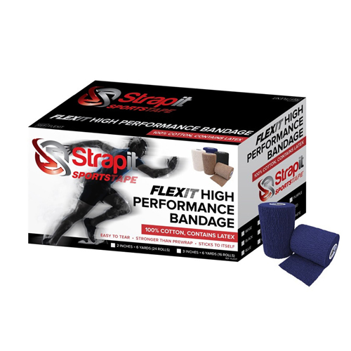 FNT24-0195B - Fabrication Enterprises - Flexit High Performance Bandage, 2 inch X 6 yard roll, case of 24 rolls, Navy Blue