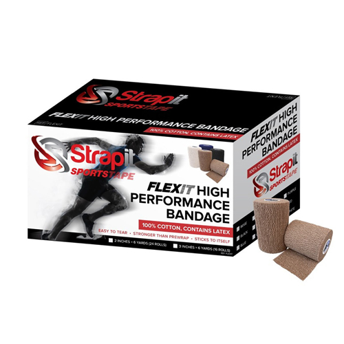 FNT24-0196T - Fabrication Enterprises - Flexit High Performance Bandage, 3 inch X 6 yard roll, case of 16 rolls, Tan
