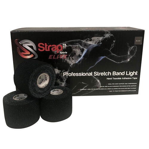 FNT24-0255BLK - Fabrication Enterprises - Strapit Pro Stretchband Light, Black, 2in x 7.5yds, Box of 24