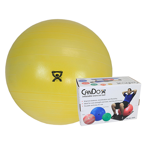 FNT30-1851B - Fabrication Enterprises - CanDo&reg; Inflatable Exercise Ball - Extra Thick - Yellow - 18" (45 cm), Retail Box