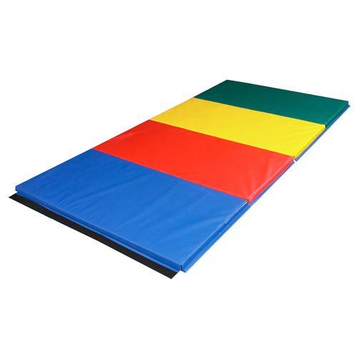 FNT38-0084 - Fabrication Enterprises - CanDo&reg; Accordion Mat - 1-3/8" PE Foam with Cover - 6' x 12' - Rainbow Colors