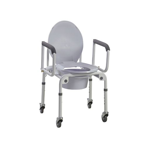 FNT43-2350 - Fabrication Enterprises - Commode with Drop Arms, with Wheels, Aluminum, 1 Each