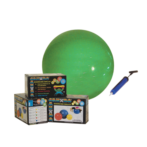 FNT71-0190 - Fabrication Enterprises - CanDo&reg; Inflatable Exercise Ball - Economy Set - Green - 26" (65 cm) Ball, Pump, Retail Box (set of 10)