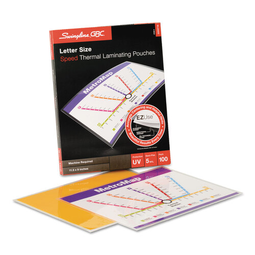 GBC3200716 - GBC - EZUse Thermal Laminating Pouches, 5 mil, 9&quot; x 11.5&quot;, Gloss Clear, 100/Box