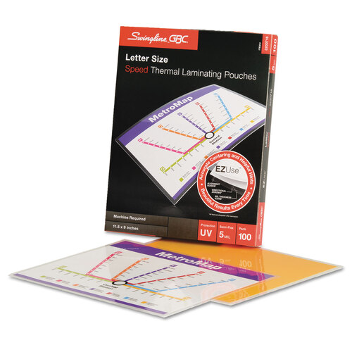 GBC3200716 - GBC - EZUse Thermal Laminating Pouches, 5 mil, 9&quot; x 11.5&quot;, Gloss Clear, 100/Box