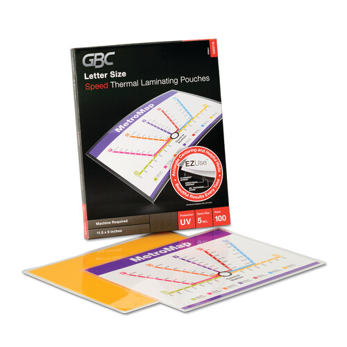 GBC3200716 - GBC - EZUse Thermal Laminating Pouches, 5 mil, 9&quot; x 11.5&quot;, Gloss Clear, 100/Box