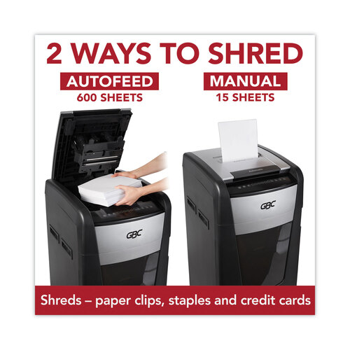 GBCWSM1757510 - Acco - AutoFeed+ 600X Super Cross-Cut Office Shredder, 600 Auto/15 Manual Sheet Capacity